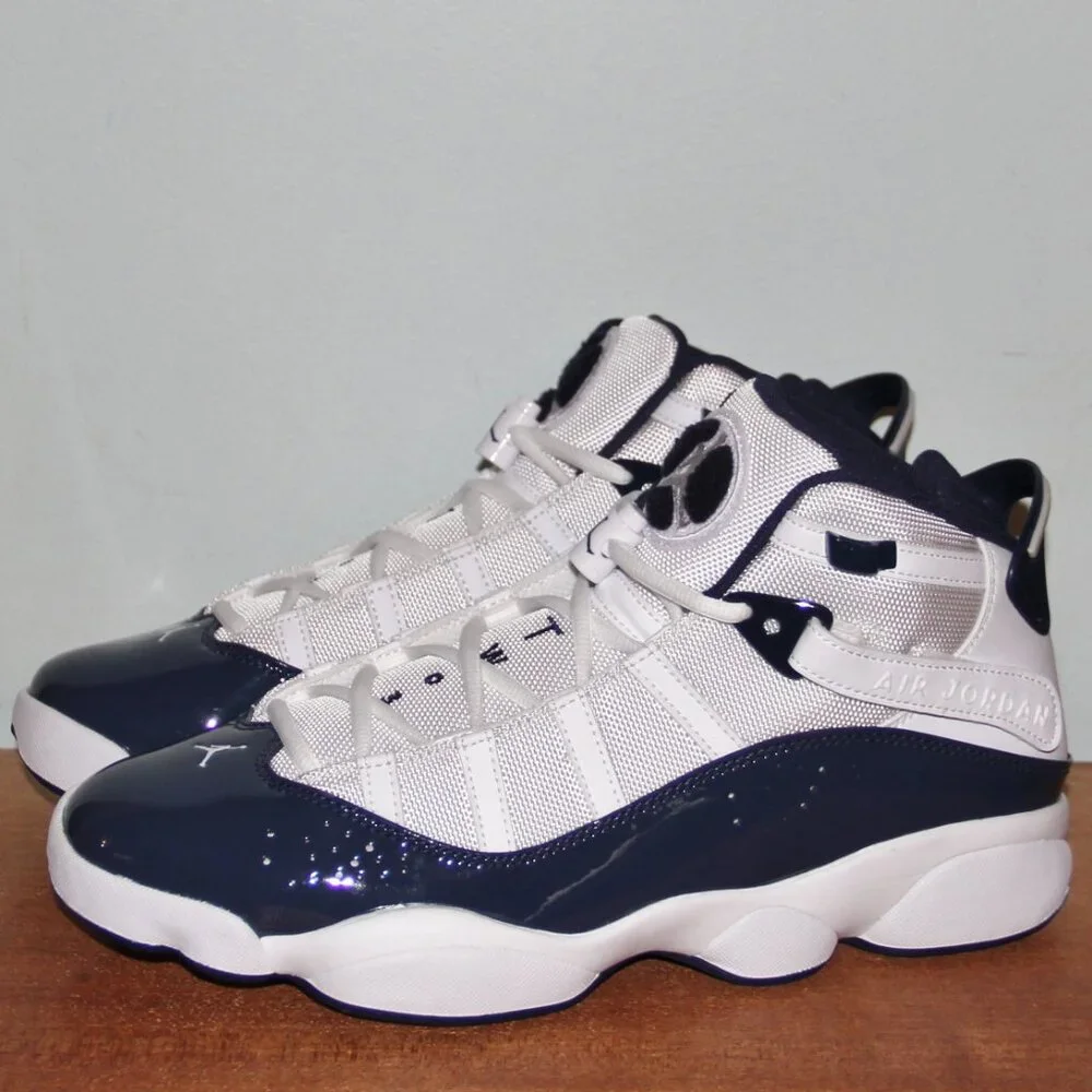 Nike Air Jordan 6 Rings White Midnight Navy Shoes Mens 10